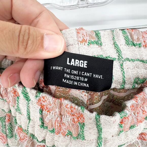 Pleasures Slippy Easy Pant Tapestry Floral Jaquard Pull On Drawstring In Cream L - Picture 12 of 16